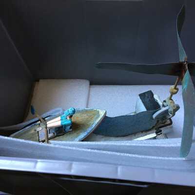 Rower whirligig in storage in attic Jan 2020