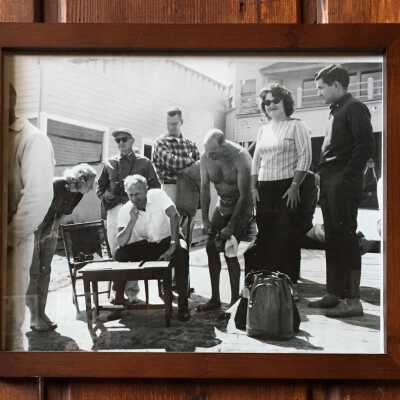 Dave Hinton and group on back deck of Club