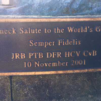 Plaque on sculpture