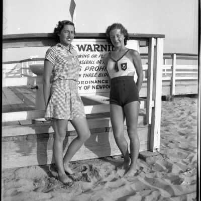 Two Female Friends on Balboa Beach, 1934