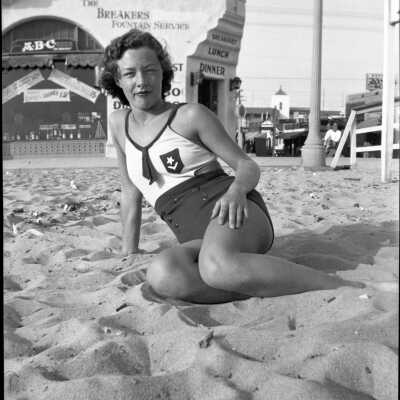 Women Sitting on Balboa Beach, 1934
