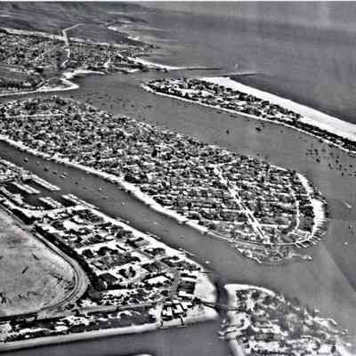 Arial View of Balboa Island and Harbor Entrance