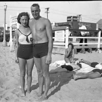 A Man and Women on Balboa Beach, 1934