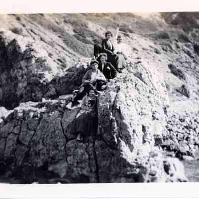 Group on Rocks At Corona del Mar Beach, July 1911