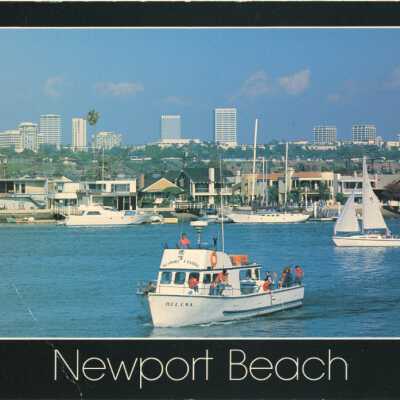 Beautiful Newport Harbor with Fashionalbe Newport Center in the distance