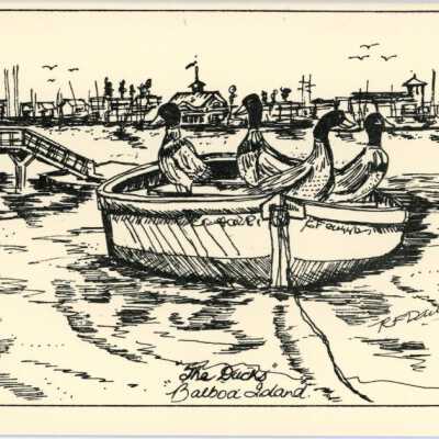 "The Ducks" Balboa Island by R. F. Dawson Notecard