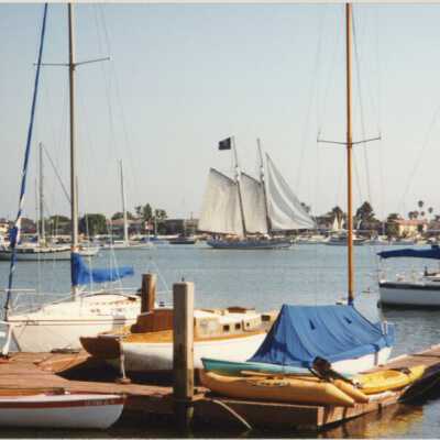 TWo masted ship in the harbor