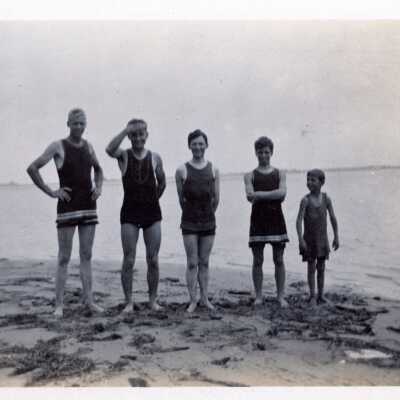 Boys in Bathing Suits on Balboa Island Beach, July 1911