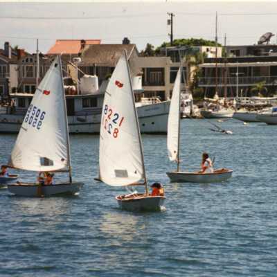 Four sailboats on the harbor