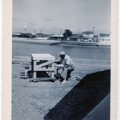 Man on Collins Island Painting