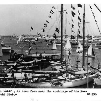 Newport Harbor, Calif. , as seen from near the anchorage of the Newport Harbor Yacht Club.