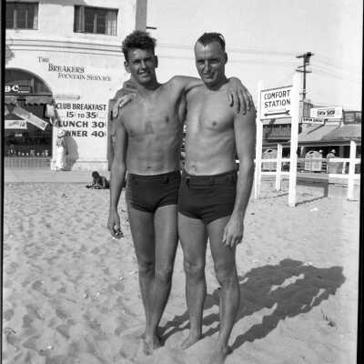 Two Men on Balboa Beach, 1934