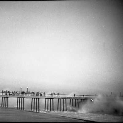 Waves Crashing on Balboa Pier, 1934