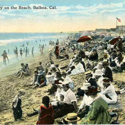 Enjoying a Day on the Beach, Balboa, Cal