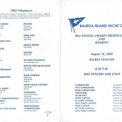 BIYC Awards Banquet Program, 2002
