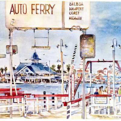 Balboa Pavilion and Balboa Island Auto Ferry Sign
