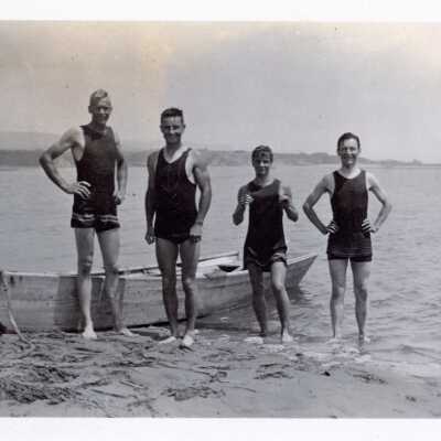 Young Men in Swim Suits on Balboa Island, July 1911
