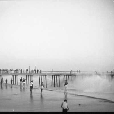 High Waves at Balboa Pier, 1934
