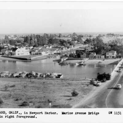 Balboa Island, Calif., in Newport Harbor. Marine Avenue Bridge apepars in right foreground. GW1131