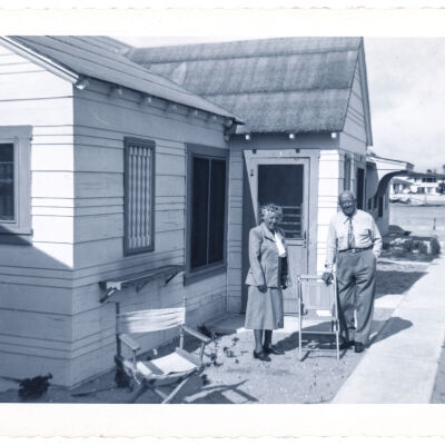 Vacationing in front of the Collins Isle Bungalows