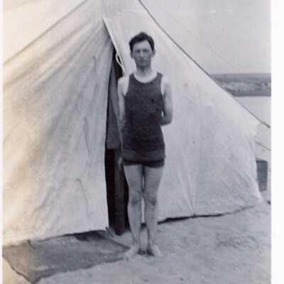 Young Man in Swim Suit on Balboa Island, July 1911