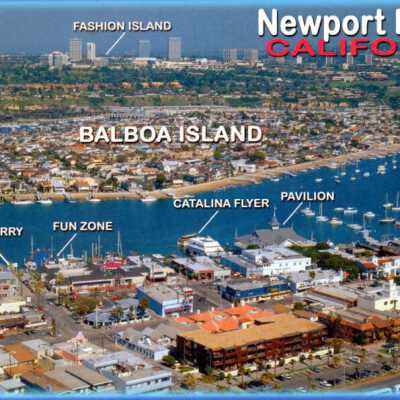 Aerial view of some of the great places to visit while in Newport beach