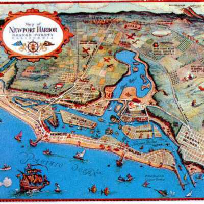 Map of Newport Harbor and Orange County, California