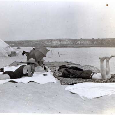 Sunbathing on Balboa Island Beach, July 1911