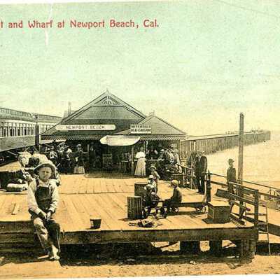 Depot and Wharf at Newport Beach, Cal.