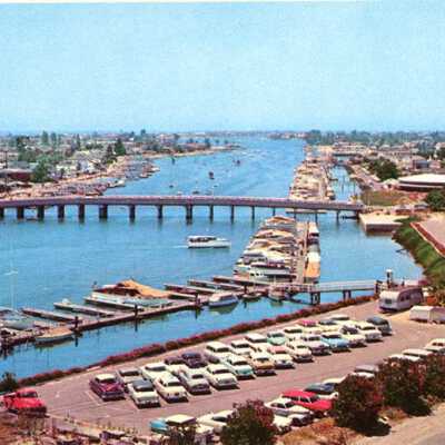 Yacht Basin and Balboa Island, Newport Harbor, California.