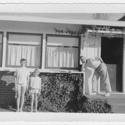 Thompson Family in front of 116 Emerald, 1957