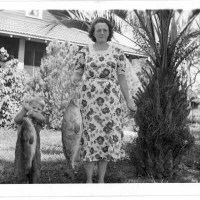 Rolly and his mother, Frances, with fish