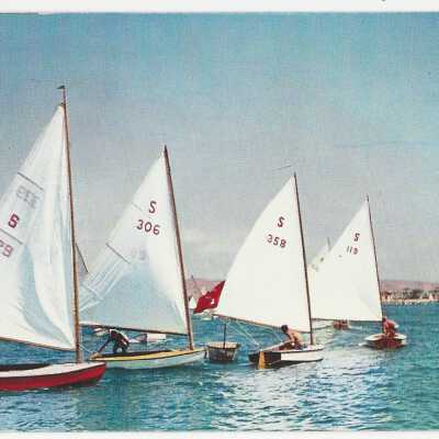 Postcard, Picture of Snowbirds Racing in Newport Harbor