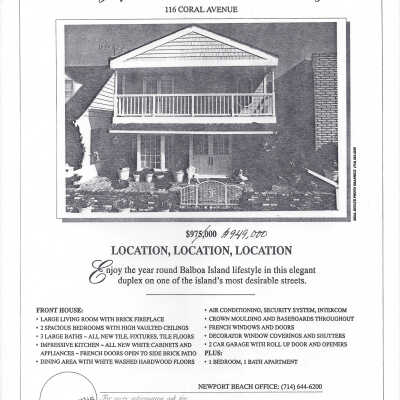 116 Coral Avenue - Advertisement