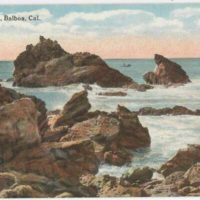 Rocky coast, Balboa, Cal.