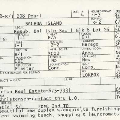 208 Pearl Avenue Info Card