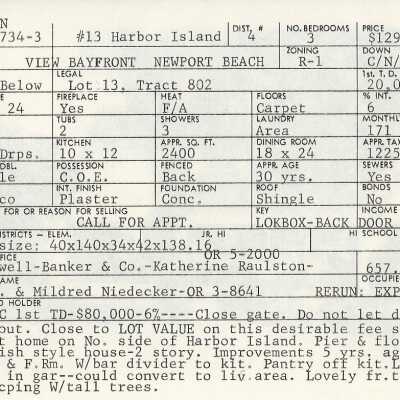 13 Harbor Island Info Card