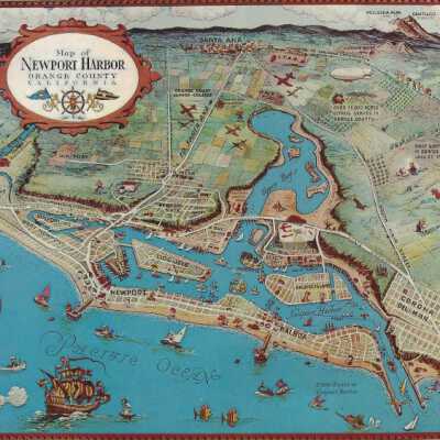 Map of Newport Harbor, Postcard