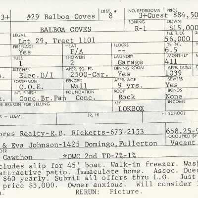 29 Balboa Coves Info Card