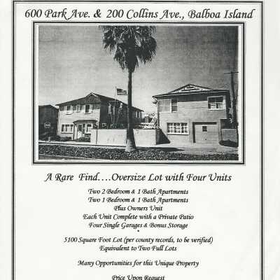 600 Park Ave. & 200 Collins Ave Archive- Fliers and Advertisements