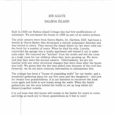 209 Agate Avenue - History