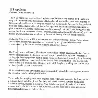 118 Apolena Avenue - History