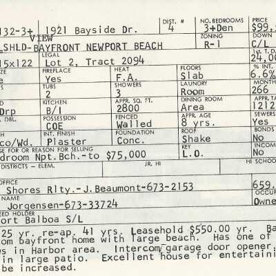 1921 Bayside Drive Info Card