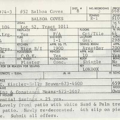 52 Balboa Coves Info Card