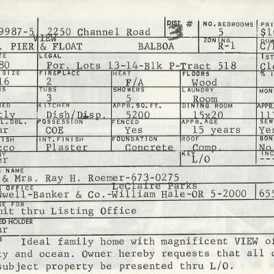 2250 Channel Road Info Card