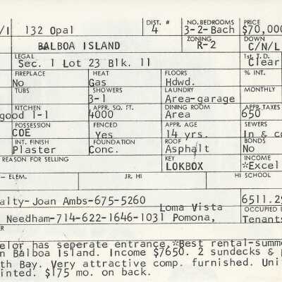 132 Opal Avenue Info Card