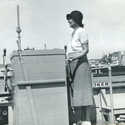 Verna (Underwood) Abbott at the Wheel of the Ferry Joker