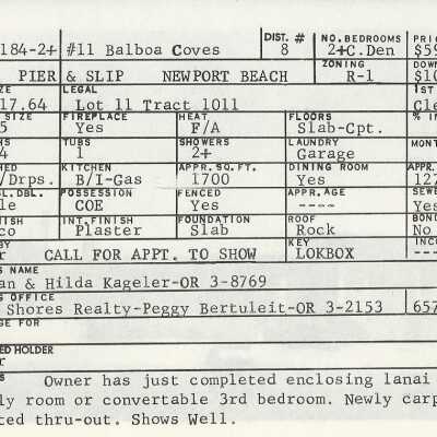 11 Balboa Coves Info Card