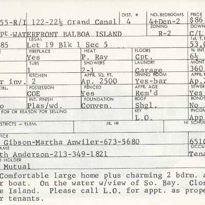 122 Grand Canal Avenue Info Card and Rerun Info Card