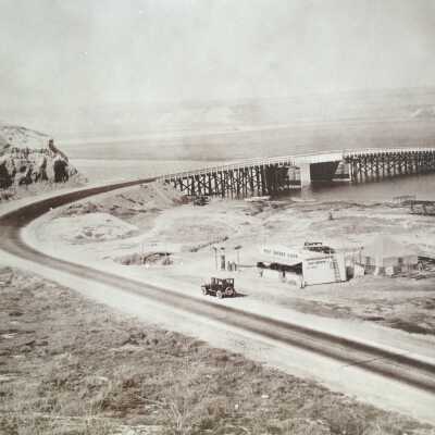 Aerial of Bay Shore Camp at PCH and Back Bay